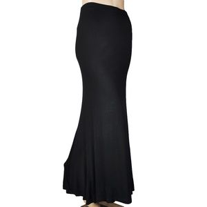 Pleione Black Mermaid Fit Flare Flowy Maxi Skirt